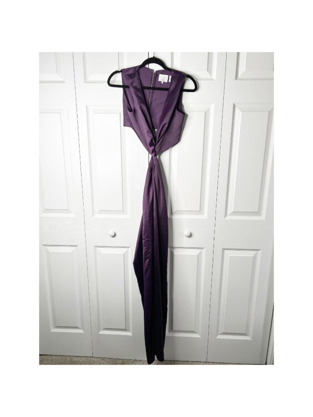 One33 Social Purple Satin Cutout Sleeveless Front Slit Gown Women's Size 0